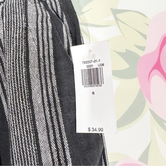 NEW Old Navy Linen High Rise Striped Black and Gray Women's Wide Leg Pants S - Picture 4 of 8